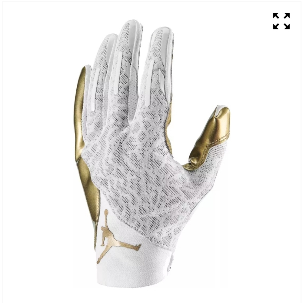 Nike Jordan Vapor Knit 4.0 Metallic Football Receiver Gloves White Gold Size L